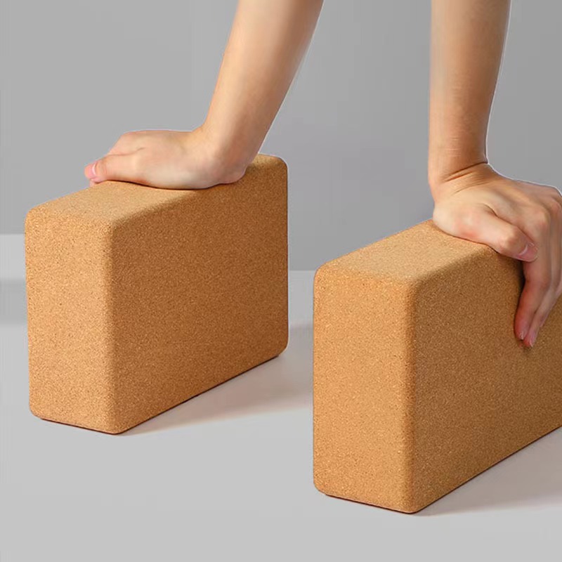 Lightweight Durable Thick Custom Colour Eva And Natural Cork Wooden Yoga Blocks