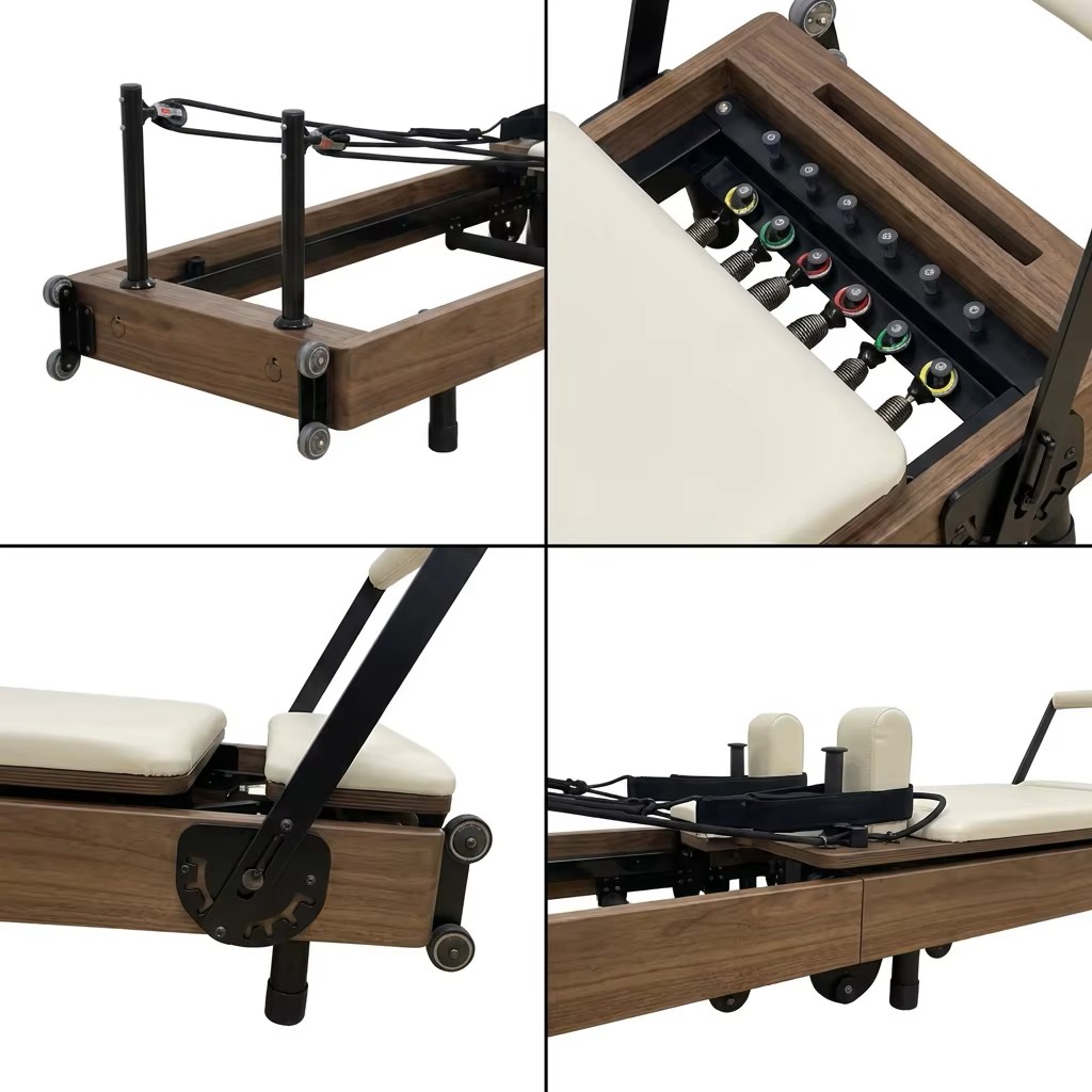 Dark Walnut Oak Foldable Home Pilates Reformer